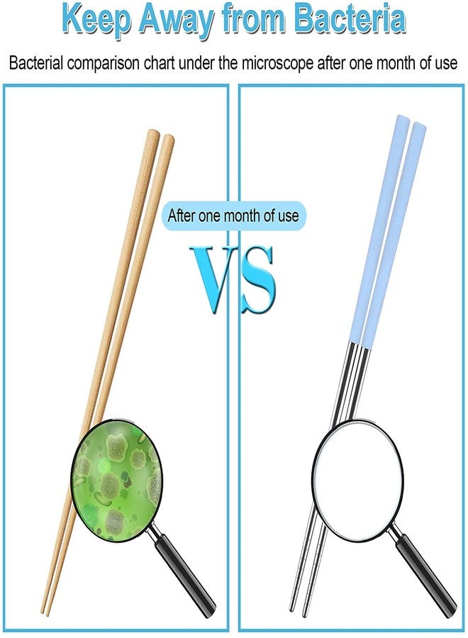 AIMERS Chopsticks 4 Pair Aimers Metal Chopsticks 23 cm Long Stainless Steel Reusable Chop Sticks for Noodles Sushi Hotpot Square Grip to Hold Food Perfectly Lightweight Chopsteak for Kids - Image 5